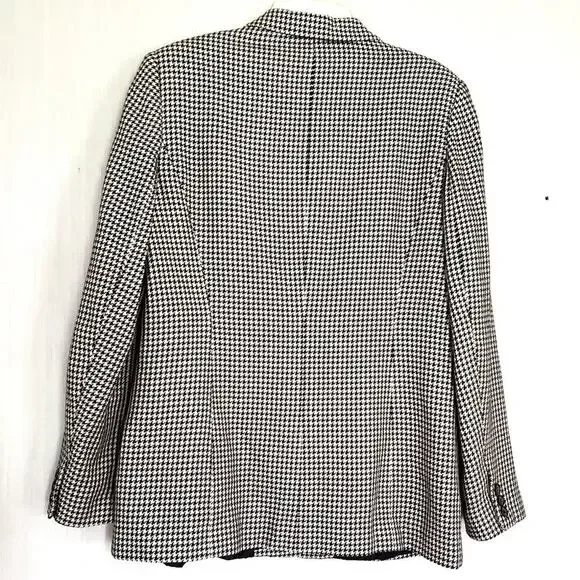 Talbots Houndstooth Blazer Vintage Silk Blend - Navy Cream - size 12- EUC - Picture 2 of 9